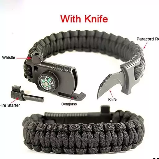 دستبند چاقو دار پاراکورد مدل knife paracord

