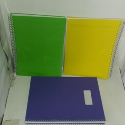 دفتر 100 برگ خط دار  سیمی جلد طلقی طرح متالیک تک رنگ در رنگ بندی مختلف 
