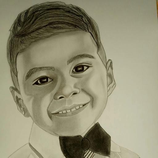 طراحی سیاه قلم چهره کودک در ابعاد A3 و A4