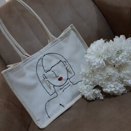 کیف پارچه ای گلدوزی شده با دست (توت بگ) کیف خرید جذاب