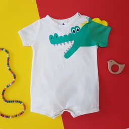 رامپر پسرانه لباس نوزادی و کودک طرح تمساح پنبه ای