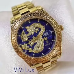 ساعت مردانه رولکس دراگون برجسته حکاکی با گارانتی بالاترین کیفیت وارداتی AAA قفل تاج دار Rolex Dragon