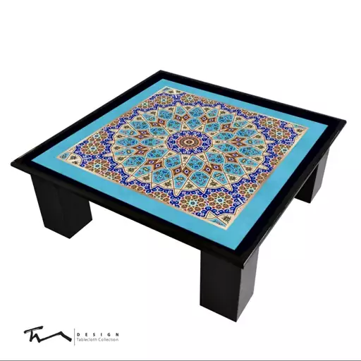 رومیزی طرح کاشیکاری3- مربع 65در 65سانتیمتر - مخمل پورش -  آستر مخمل - کیفیت عالی