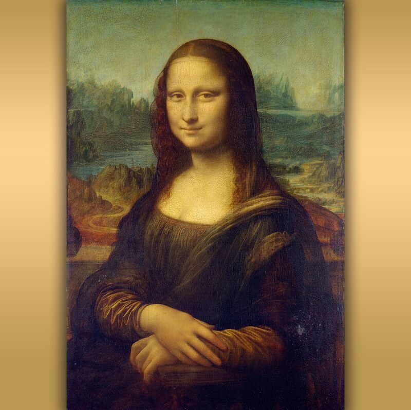 تابلو شاسی طرح نقاشی مونالیزا اثر لئوناردو داوینچی Mona Lisa اندازه 50 در 70