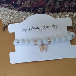 دستبند اونیکس آویز پروانه دخترانه در رنگ دلخواه و سایز متغیر