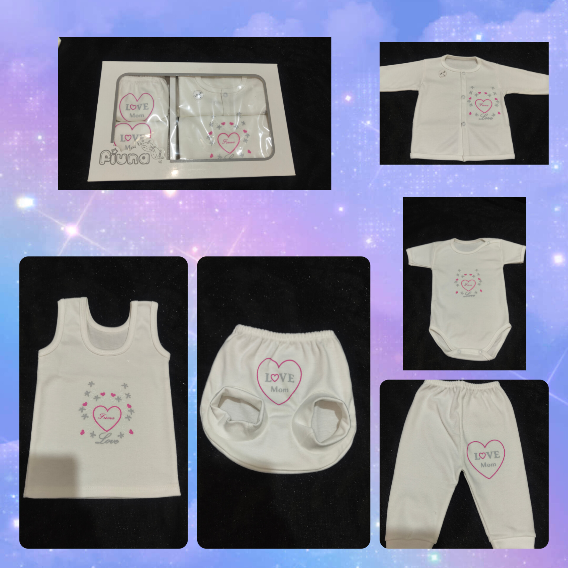 5-piece double-sided cotton baby layette set