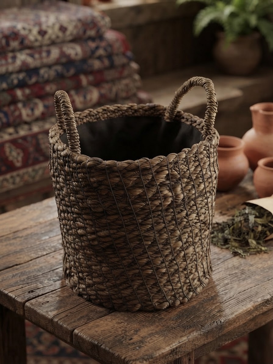 Wicker storage basket