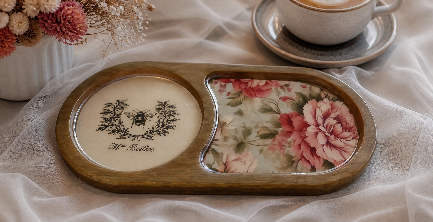 Wooden coasters for serving