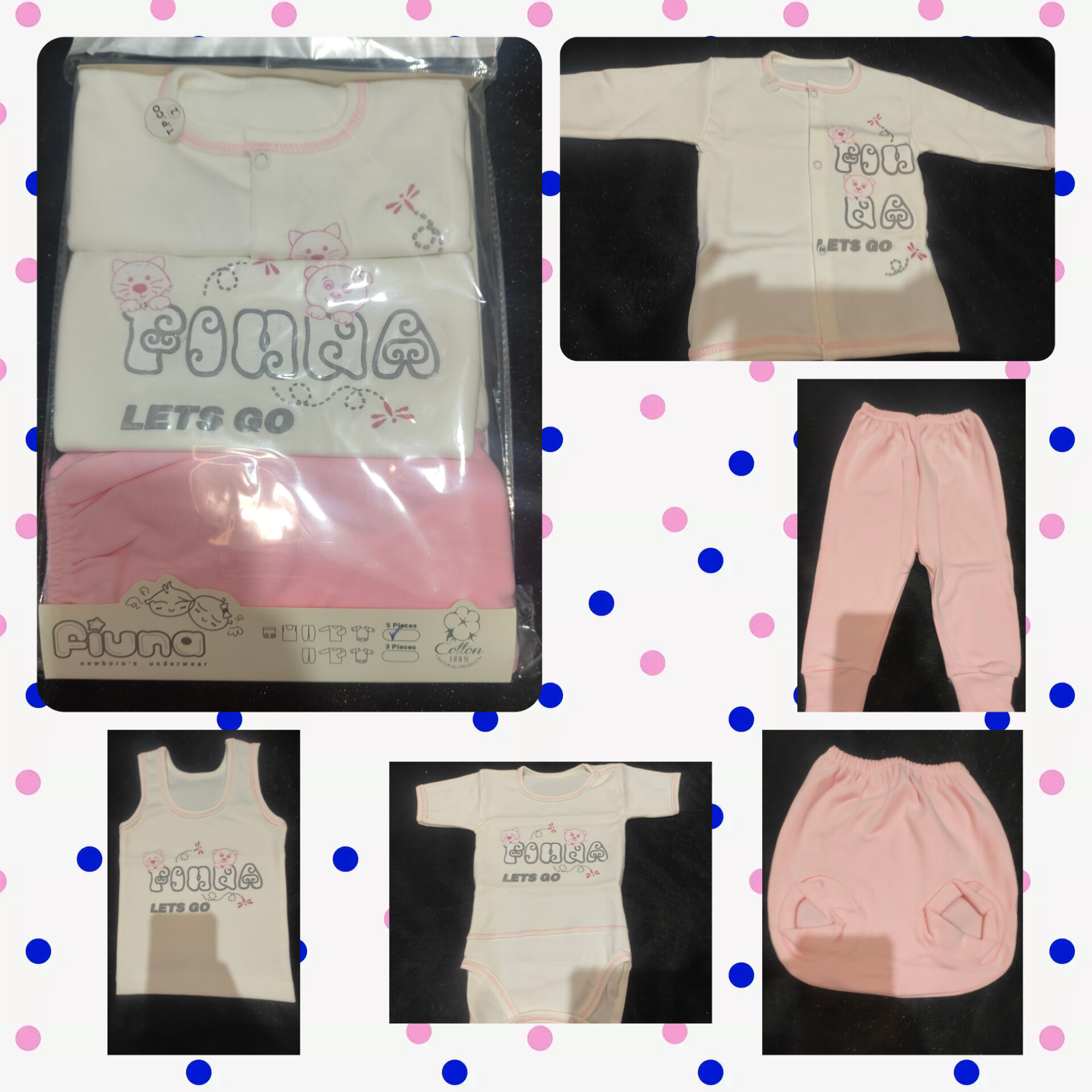 Premium double-sided cotton 5-piece baby clothing set