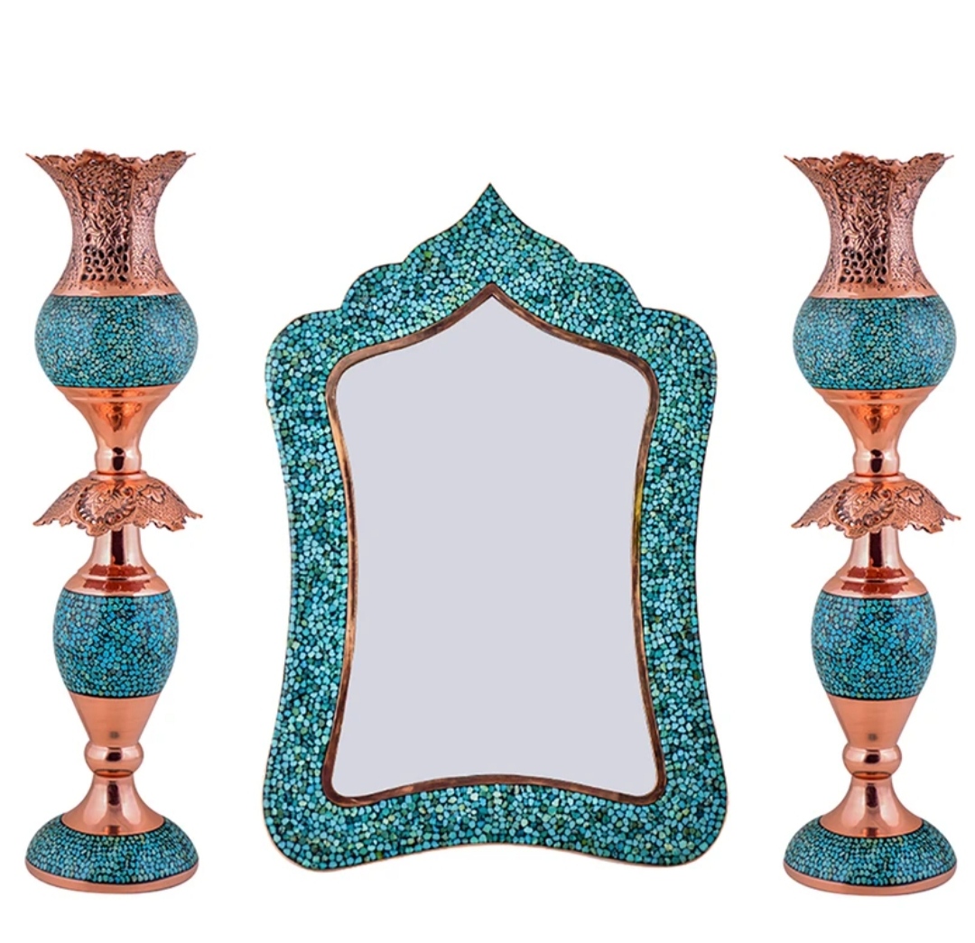 Kobe turquoise luxury mirror and tulip