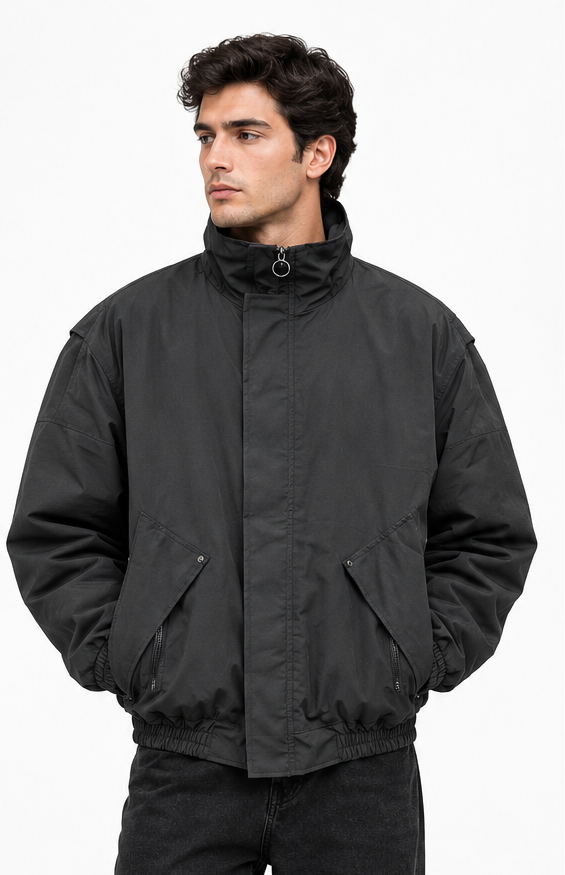 Insulated windbreaker jacket with fiberglass fill