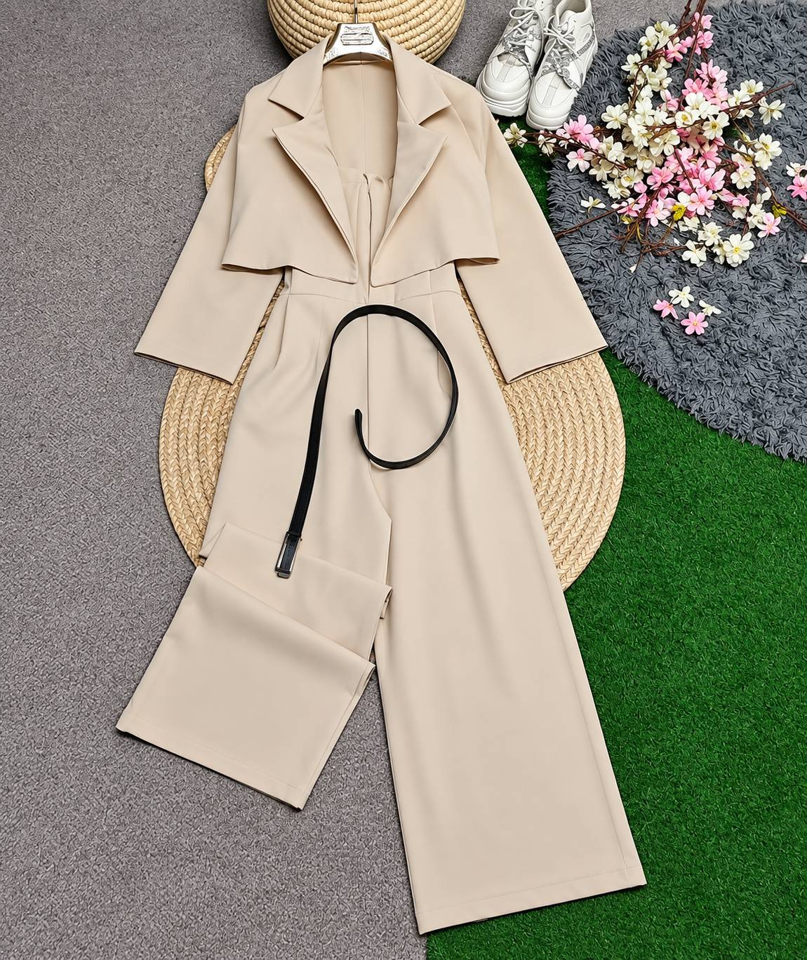 Sareh jumpsuit with jacket and belt