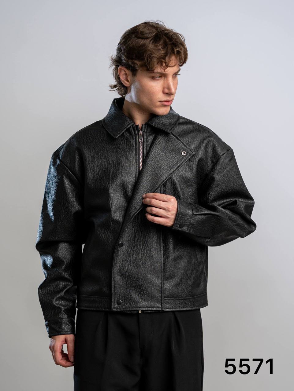 Lined leather jacket