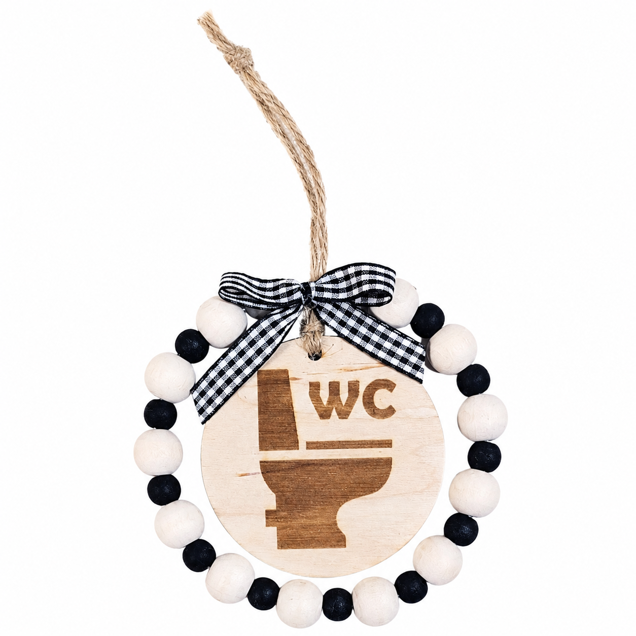 Luna Model Wooden Restroom Signage with Beaded Ring
