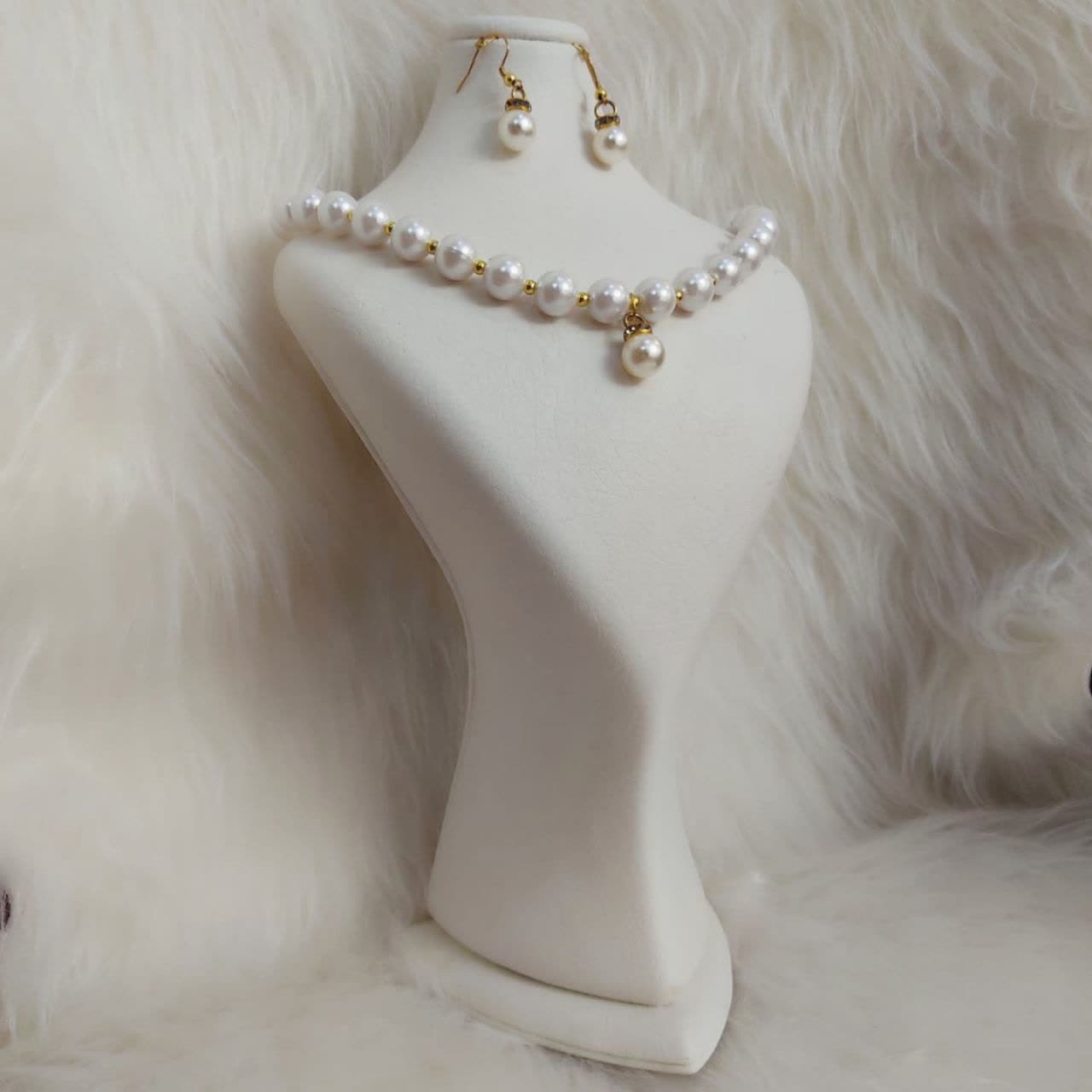 Pearl Necklace and Earring Set, Code 1