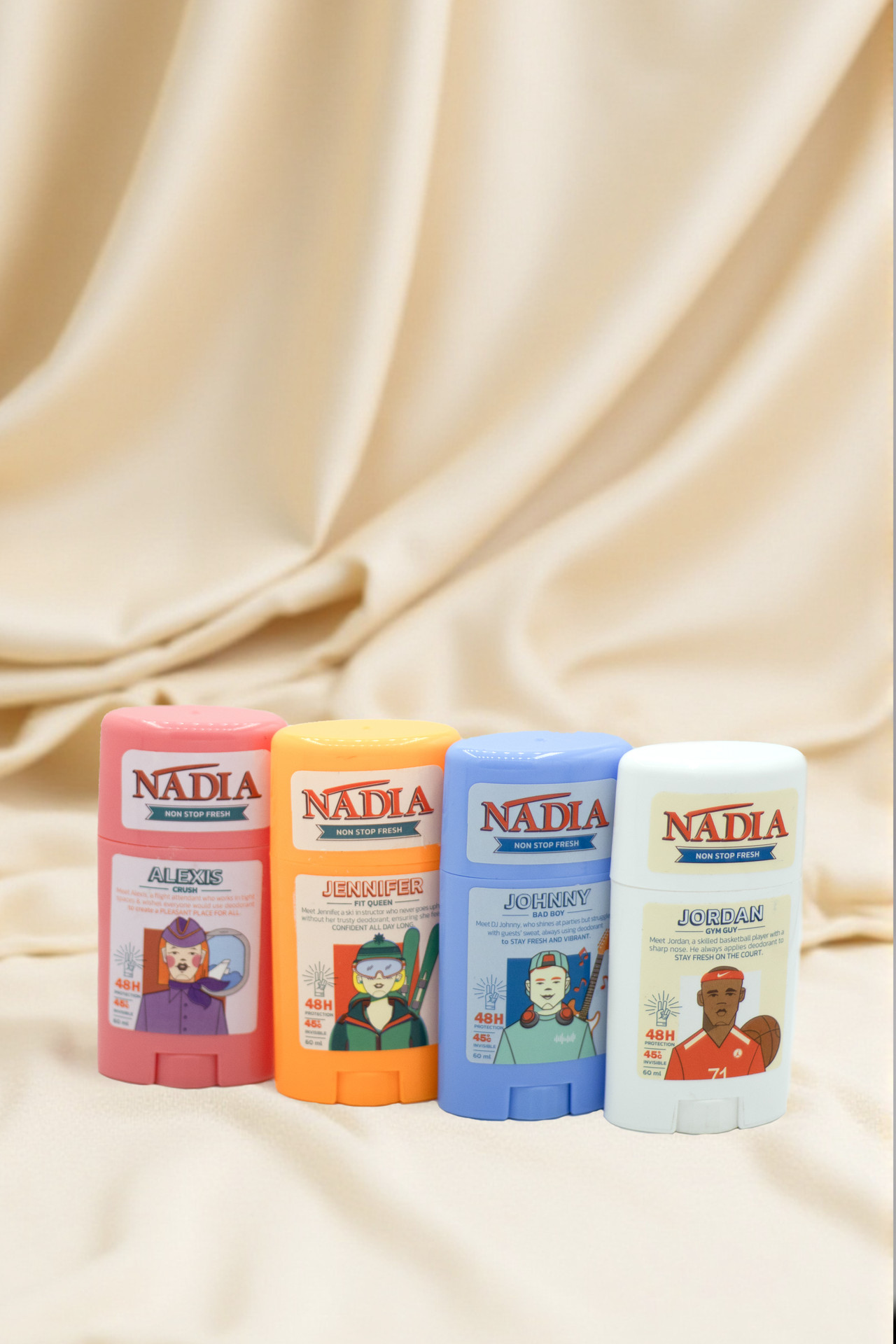 Nadia Soap Deodorant Stick, 4 Fragrance Varieties