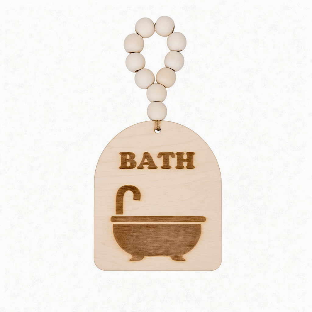 Wooden Bathroom Signage Hanging Decor - Bath Design