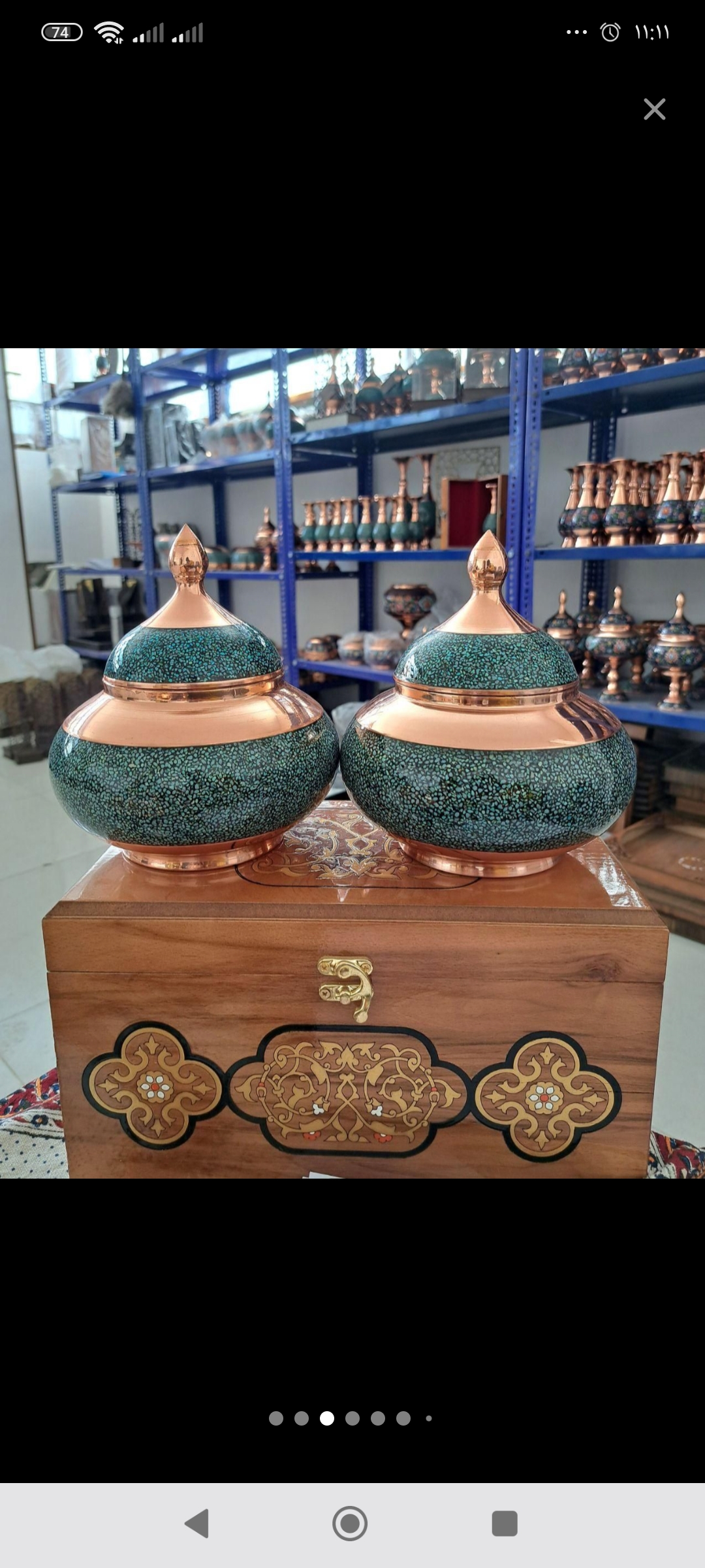 قندان فيروزه‌كوب مرغوب مسي ارتفاع ١٨ سانت