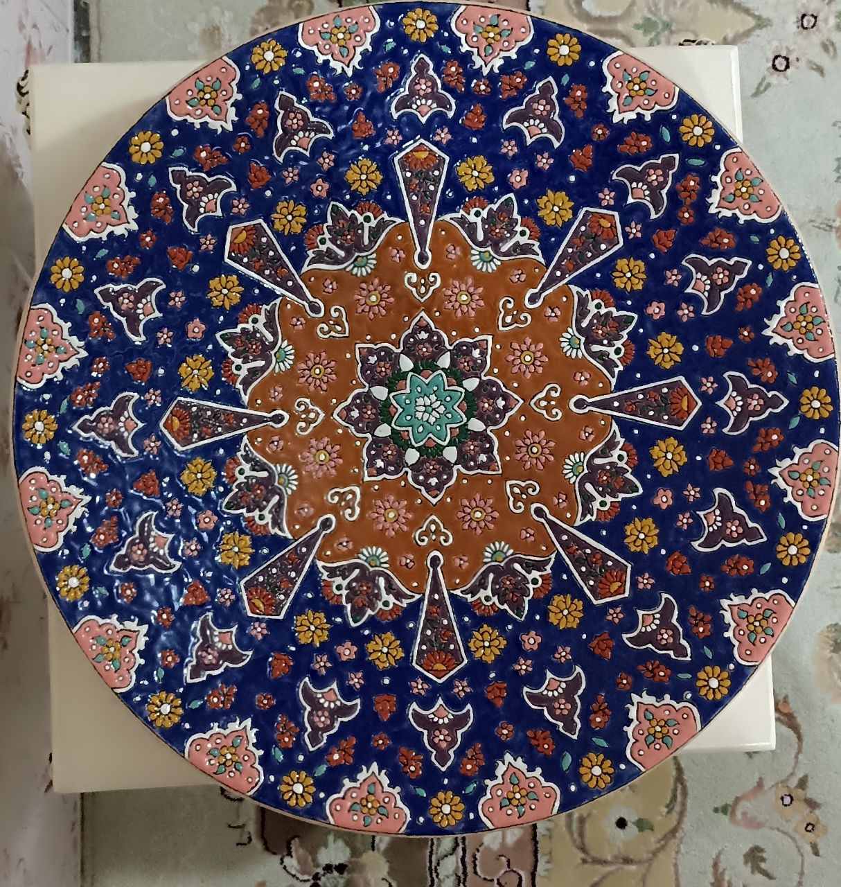 ظرف میوه میناکاری شده بزرگ ۵۰ سانتی، هنر اصیل ایرانی