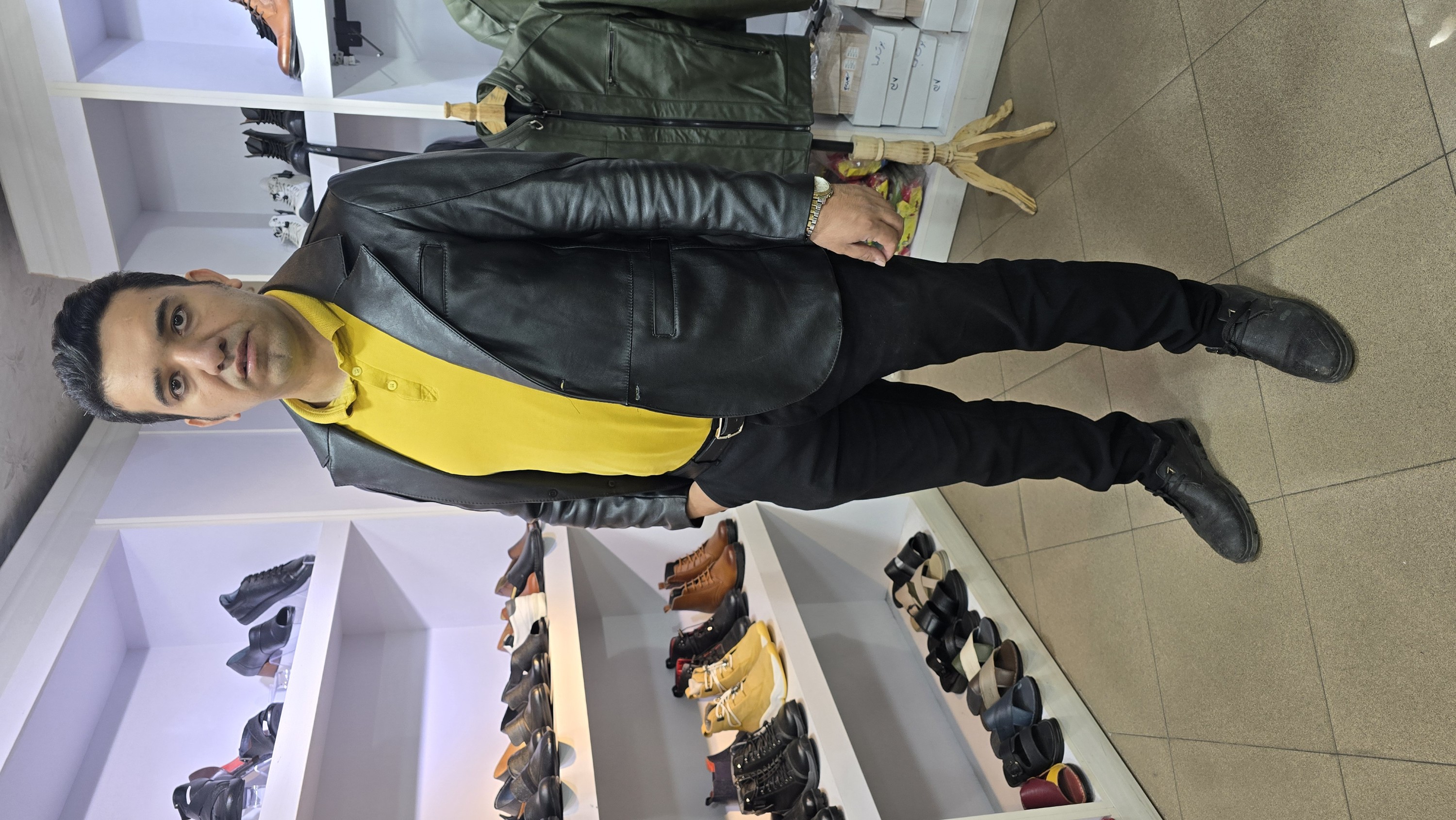 Men's Natural Sheep Leather Coat, Simple Design, Nafis Tabriz Production