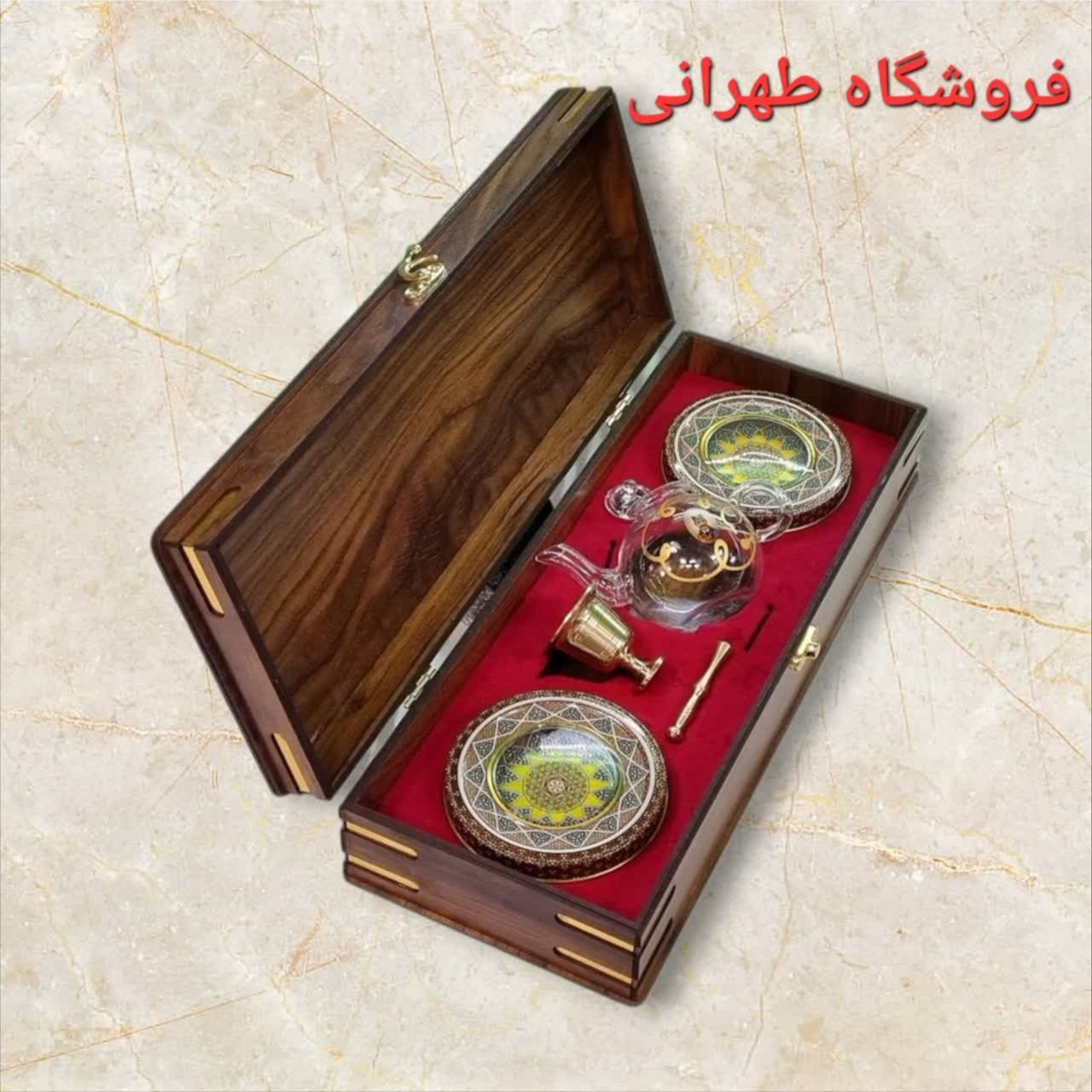 ظرف چوبی 4 تکه کادویی زعفران با کیفیت بالا