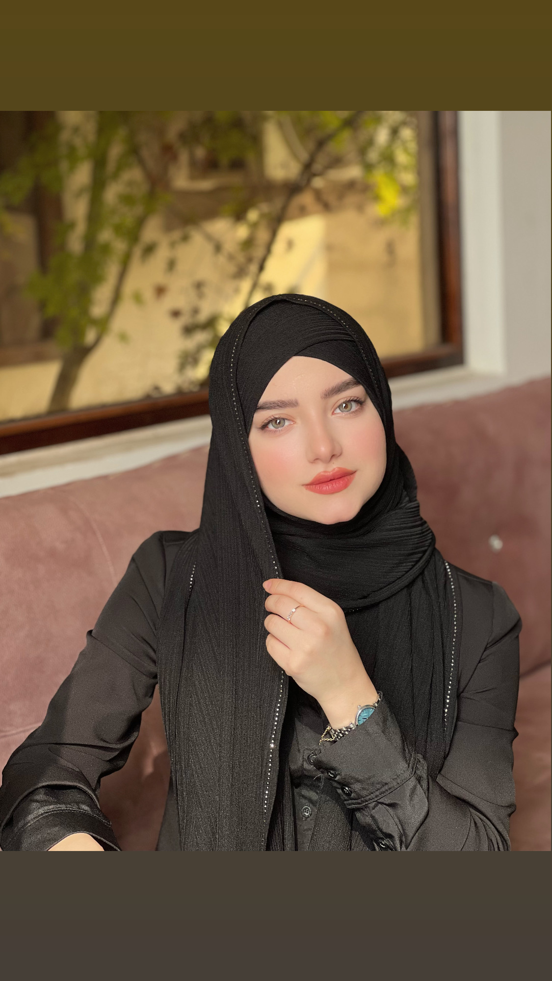 هدشال دوپله کریشه نگین دار، جنس اعلا و بدون چروک