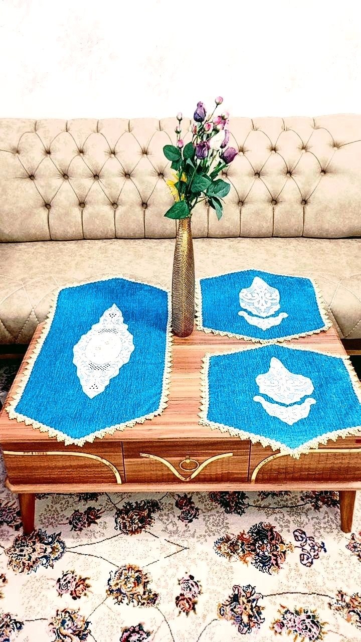 ست رومیزی مخمل کبریتی 3 تکه با کیفیت بالا